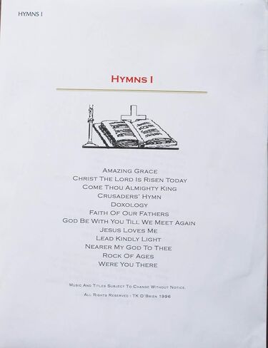 Hymns I Music Pack for TK O'Briens Lap Harp in Kuwait