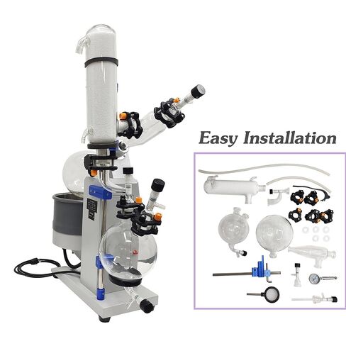 INTSUPERMAI 5L Rotary Evaporator with Motorized Lift Explosion Proof Lab Rotary Vacuum Evaporator Lab Automatic Lifting Rotavapor 20-100 RPM Speed Lab Evaporator with LCD Display Vacuum Gauge in Kuwait