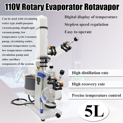 مبخر دوار 5 لتر روتافابور معمل مع زجاجة استرداد 3 لتر من الفولاذ المقاوم للصدأ وعاء حمام مياه مختبر تحويل التردد الرقمي ستبليس سرعة فراغ المبخر نوع مقاوم للانفجار 110 فولت in Kuwait