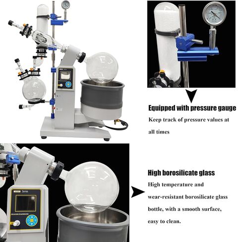 مبخر دوار 5 لتر روتافابور معمل مع زجاجة استرداد 3 لتر من الفولاذ المقاوم للصدأ وعاء حمام مياه مختبر تحويل التردد الرقمي ستبليس سرعة فراغ المبخر نوع مقاوم للانفجار 110 فولت in Kuwait