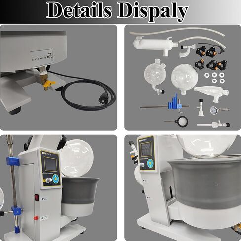 مبخر دوار 5 لتر روتافابور معمل مع زجاجة استرداد 3 لتر من الفولاذ المقاوم للصدأ وعاء حمام مياه مختبر تحويل التردد الرقمي ستبليس سرعة فراغ المبخر نوع مقاوم للانفجار 110 فولت in Kuwait