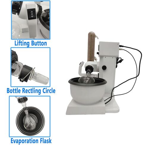 2L Auto Lifting Rotary Evaporator with LCD Display 20-200 RPM Rotation Speed Rotavapor RE-2000A Lab Evaporation Equipment 1L Collect Bottle 110V 1500W in Kuwait