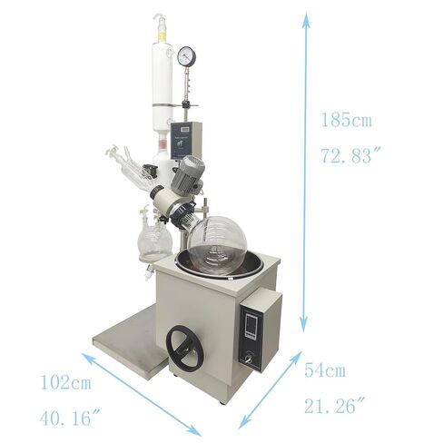 10L Rotary Evaporator, Lab Manual Lifting with Water Bath Rotavap Digital Screen, 0-120rpm Rotating Speed, for Evaporation of Solvents Digital Controller in Kuwait