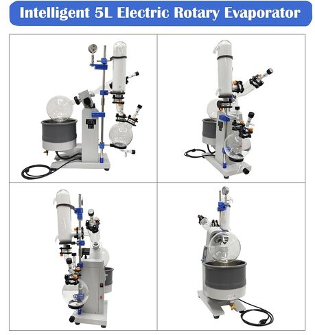 5L Rotary Evaporator Rotavapor, Motorized Lifting Lab Rotavapor, with Intelligent Temperature Control System, Stepless Speed Regulation Vacuum Vaporizer for Efficient Evaporation of Solvents in Kuwait