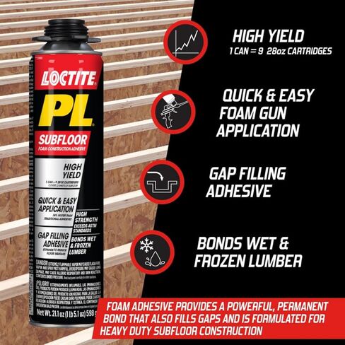 Loctite 2973394 PL Subfloor Foam Construction Adhesive, 21.1OZ Aerosol Can, 1 Pack in Saudi Arabia