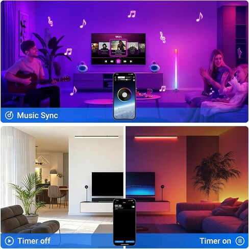 2Pack DJ Light Bars مع حامل - 39 "60led RGB تغيير اللون - التطبيق الذكي والتحكم عن بُعد - إعداد توقيت Music Sync - قذيفة من الألومنيوم ثلاثي الأبعاد قابلة للفصل لغرفة المعيشة في استوديو الحفلات. in Kuwait