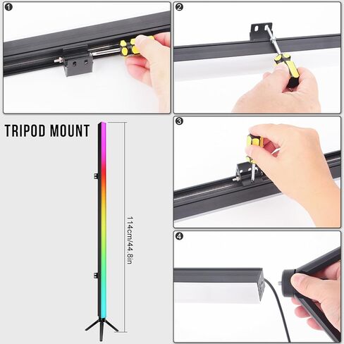 2Pack DJ Light Bars مع حامل - 39 "60led RGB تغيير اللون - التطبيق الذكي والتحكم عن بُعد - إعداد توقيت Music Sync - قذيفة من الألومنيوم ثلاثي الأبعاد قابلة للفصل لغرفة المعيشة في استوديو الحفلات. in Kuwait