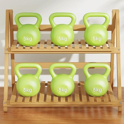 رف تخزين مزدوج الطبقة من الخيزران - 11.8 بوصة طول × 7.5 بوصة عرض × 13.8 بوصة ارتفاع، أرفف سلم خشبية قابلة للطي بطبقتين، للمطبخ، المكتب، الحمام، الحديقة، تخزين آمن، تصميم ثابت in Kuwait