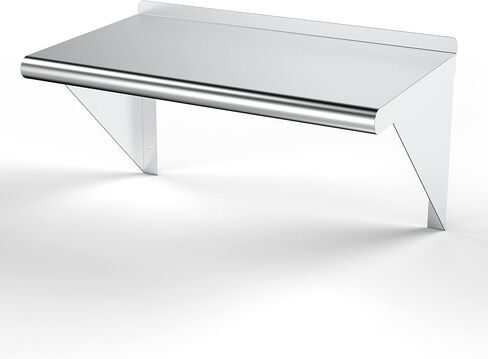 رف تثبيت على الحائط من الفولاذ المقاوم للصدأ KPS - رف تخزين مطبخ عالي التحمل معتمد من NSF مقاس 18 بوصة × 30 بوصة مع أقواس جدارية in Kuwait