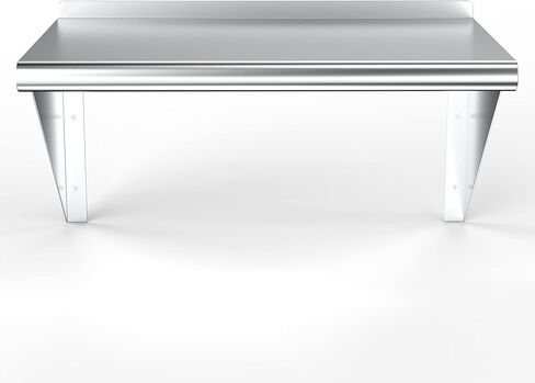 رف تثبيت على الحائط من الفولاذ المقاوم للصدأ KPS - رف تخزين مطبخ عالي التحمل معتمد من NSF مقاس 18 بوصة × 30 بوصة مع أقواس جدارية in Kuwait