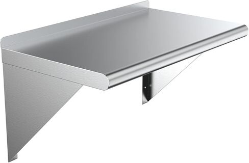 رف تثبيت على الحائط من الفولاذ المقاوم للصدأ KPS - رف تخزين مطبخ عالي التحمل معتمد من NSF مقاس 18 بوصة × 30 بوصة مع أقواس جدارية in Kuwait