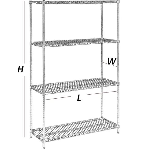 Nexel Adjustable Wire Shelving Unit, 4 Tier, NSF Listed Commercial Storage Rack, 18" x 60" x 63", Black Epoxy in Kuwait