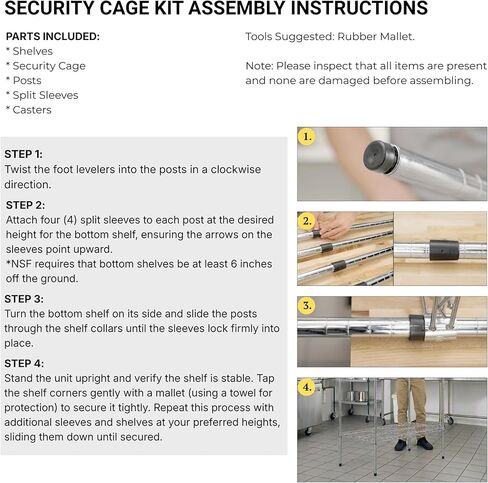 Commercial Grade NSF Listed Metal Wire Mesh Storage Chrome Security Cage Kit, 18" x 48" x 74", Perfect for Warehouse, Grocery Store, Restaurant, Dishroom in Kuwait