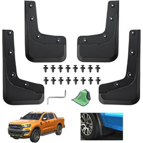 2024-2025 Ford Ranger Mud Flaps - 4-Piece Front & Rear Splash Guards for XL/XLT/Lariat, No Drill Required, Black (Not for Raptor) in Kuwait