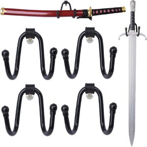 4 Pack Small Adjustable Sword Wall Mount Display Rack Stand Holder Hook Hanger for Sword, Dagger, Axe, Keyblade Vertical or Horizontal Display in Kuwait