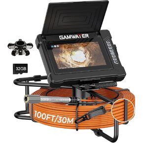 كاميرا الصرف الصحي 100FT/30M 23 مم كاميرا فحص الأنابيب DVR ومسجل الصوت مع شاشة IPS 7 بوصة، سباكة ثعبان بوريسكوب 12 LED HD 1000TVL، متضمنة بطاقة 32 جيجابايت in Kuwait