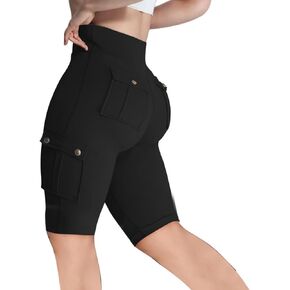 Women's Butt Lifting Biker Shorts High Waist Cargo Yoga Pants Stretch Joggers Leggings Sweatpants with Flap Pocket in Kuwait