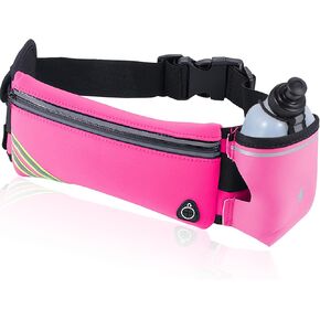 Running Belt Bag with Water Bottle,Waterproof Fanny Pack for Women Men,Waist Bag Fit Hiking Cycling Walking Workout Jogging Runners Pouch Phone iPhone 17 16 15 14 13 12 11 Pro Max Xs 16e Xr Plus Pink in Kuwait