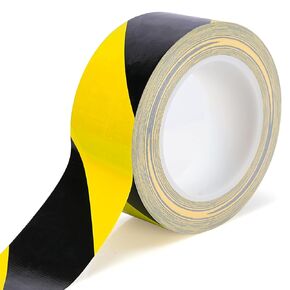 شريط تحذير من المخاطر باللون الأسود والأصفر مقاس 2 بوصة × 120 قدم، شريط تحذير من القماش شديد التحمل لوضع علامات على الأرضيات والممرات في المستودعات وصالات الألعاب الرياضية ومواقع العمل، لاصق قوي، مقاوم للاهتراء in Kuwait