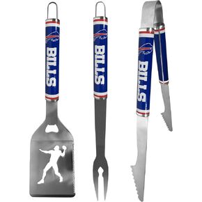 مجموعة أدوات الشواء الفولاذية المكونة من 3 قطع من Siskiyou Sports NFL Buffalo Bills، مقاس واحد، ألوان الفريق in Kuwait