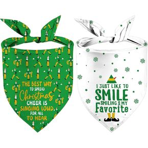Christmas Dog Bandanas, Snowman and Lamp String Merry Christmas Dogs Scarf Reversible 2 Pack Holiday New Year Puppy Dog Kerchief Pet Gifts (Christmas-02) in Kuwait