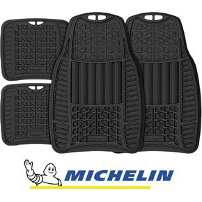 MICHELIN | Premium Universal All Weather Car Floor Mats, 4 pcs, Trim to Fit Design Full Coverage Odorless Rubber Floor Mat, Liners-Deep Dish Heavy Duty Rubber Floor Mats to fit Cars, SUV (Gray) in Kuwait