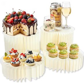 6 عبوات من حاملات البوفيه، حوامل عرض الكعك القابلة للطي من الأكريليك والكرتون لطاولة الحلوى، وأعمدة رفع الكيك الطويلة لحفلات الزفاف وأعياد الميلاد وتزيين الحفلات - حوامل حلوى متعددة المستويات للكب كيك والمكافآت والعرض in Kuwait