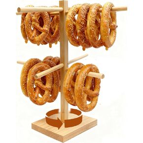 Pretzel Stand,Rotatable Pretzel Holder Wooden,Multifunctional Donut/Bagel/Pretzels Holder Stands Display For Oktoberfest Party,Hanging Sausage stand in Kuwait