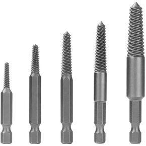 Hex Screw Extractors Set (5-Piece) for Removing Broken, Stripped, Rusted, or Damaged Screws and Bolts in Wood or Metal – Carbon Steel, 1/4-Inch Shank, Sizes #1–#5 in Kuwait