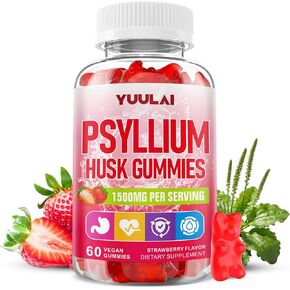 علكات قشر السيليوم، مكمل ألياف قشر السيليوم، نباتي، خالي من السكر، 60 قطعة in Kuwait