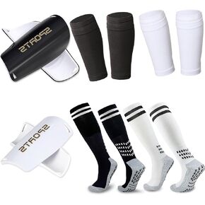 Soccer Shin Guards & Sleeves for Kids with Grip Socks, Protection Pads for Boys & Girls Football Games Gears in Kuwait