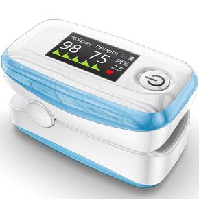 YM504 Pulse Oximeter, 4 Color TFT-OLED 20 × Memory Oxygen Monitor Fingertip, Blood Oxygen Saturation Monitor with Alarm, Batteries and Lanyard (Blue) in Kuwait