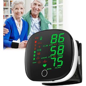 Digital Wrist Blood Pressure Monitor, Automatic BP Machine Large Tri Backlit Screen Rechargeable Pluse Rate Monitoring Meter Wrist Blood Pressure Monitor for Home Use,99X2 Reading Memory in Kuwait