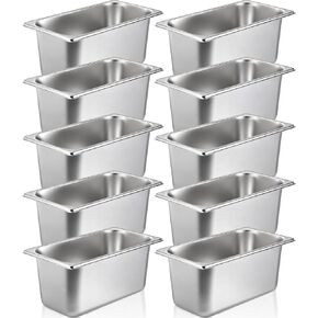 10 عبوات من مقالي الفنادق، مقالي طاولة بخار عميقة مقاس 1/3 مقاس 6 بوصة، مقلاة بخار من الفولاذ المقاوم للصدأ مضادة للمربى، مقلاة بخار معدنية قابلة للتكديس من أجل تقديم الطعام في الفنادق وحفلات البوفيه (12.8 × 6.9 بوصة) in Kuwait