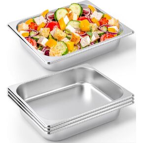 2 Pack Hotel Pans Half Size, 2.5 Inch Deep Food Pan, Stainless Steel Steam Table Pans, Commercial Half Pans for Hotel, 1/2 Size Steam Pan for Chafing Dishes Buffet Restaurant Catering Supplies in Kuwait