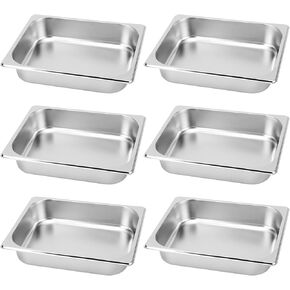 6 Pack Steam Table Hotel Pans, 1/2 Size 2.5 Inch Deep Commercial Stainless Steel Half Size Pan Set for Food, Food Catering Tray Catering Pan for Hotel, Buffet, Restaurant and Party Supplies in Kuwait