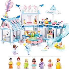 Friends Summer House Building Set for Girls 6-12, Girls Beach Villa Building Kit with 7 Minifigures, Compatible with Lego Friends Heartlake House, 938 PCS in Kuwait