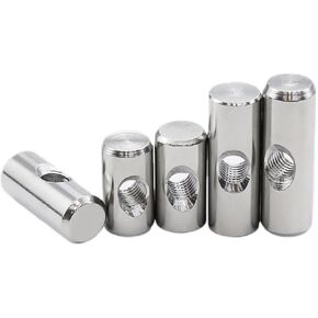 Barrel Bolts, Steel Cylindrical Pin Dowel Cross Hole Hammer Embedded Nut for Wood Furniture 5 Pcs(M4 6x14) in Kuwait