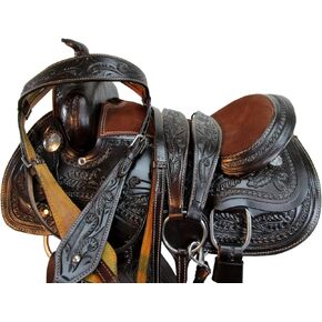 Pony Western Saddle 13 12 10 Pleasure Trail Floral Tooled Leather Barrel Tack SQHB in Kuwait