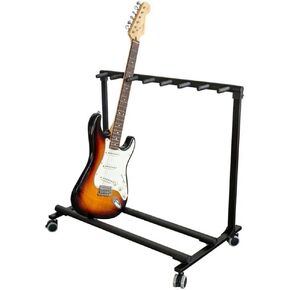 TEQIN Multi Guitar Stand Rack, Guitar Stand for Multiple Guitars with Wheels, Heavy-Duty Foldable Multiple Guitar Rack for Acoustic Electric Bass, Portable for Home Studio Stage in Kuwait