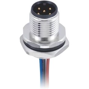 M12 A-cding 5pin IP67 waterproof connector board end front lock rear lock welding with wire type(MC04P3LSAB) in Kuwait