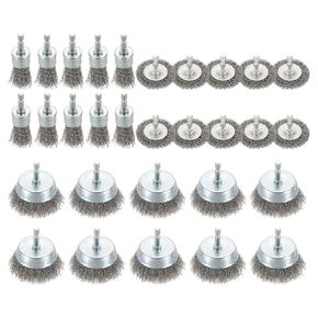 DTGN 36 Pcs Wire Wheel Cup Pen Brush Set for Drill, 1/4 Inch Hex Shank,1-3" in Saudi Arabia