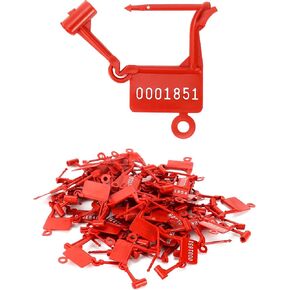 QWORK Security Plastic Padlock Seals, 250 Pcs Self-Locking Plastic Tags, Numbered Tamperproof Disposable Lock Tags for Luggage Bag Clothes, Red in Kuwait