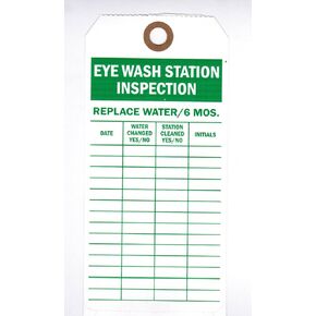 بطاقة فحص محطة غسيل العين، 6-1/8 بوصة × 3 بوصة، مطبوعة على الجانبين، أخضر على أبيض، فتحة معززة - موزع رول مع 100 بطاقة in Kuwait