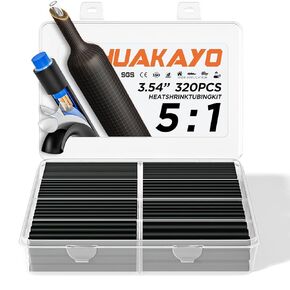 مجموعة أنابيب الانكماش الحراري 5:1 320 قطعة، جدار مزدوج مقاوم للماء من الدرجة البحرية مع بطانة لاصقة بنسبة 5:1، تشكيلة أنابيب كهربائية صناعية ملفوفة بالانكماش الحراري لأسلاك السيارات، البحرية، المركبات الترفيهية، إصلاح DIY in Kuwait