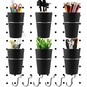 6 مجموعات من خطافات بيجبورد على شكل حلقة مع أكواب بيجبورد، وأكواب بيجبورد مع حلقة، وصناديق بيجبورد سوداء، وإكسسوارات حامل أكواب بيجبورد لجدار المكتب، وأدوات التخزين in Kuwait