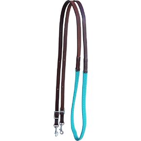 CHALLENGER Horse Western 8' Brown Leather Rubber Grip Contest Barrel Reins Teal 805LR13TL in Kuwait