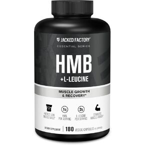 Jacked Factory HMB + Leucine Capsules - L-Leucine 2g, HMB 1g - Stimulate Muscle Growth, Protect Lean Muscle Mass, and Improve Athletic Performance - 180 Capsules in Kuwait