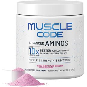 NAUTILUS Muscle Code مسحوق الأحماض الأمينية الأساسية، تخليق العضلات وإصلاحها وقوتها، نكهة التوت المختلطة الطبيعية - 30 حصة مدروسة سريريًا، 0 جرام سكر، كيتو، نباتي، خالي من الغلوتين، ومنتجات الألبان in Kuwait