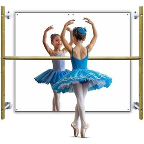 Kids Wall Mounted Ballet Barre with Mirror and Mat – Home Dance Studio Kit for Confidence, Balance – 3-Height Adjustable Bar for Stretching in Nursery and Playroom in Kuwait